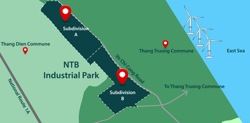 Nam Thang Binh industrial park - subdivision B - boundary location map